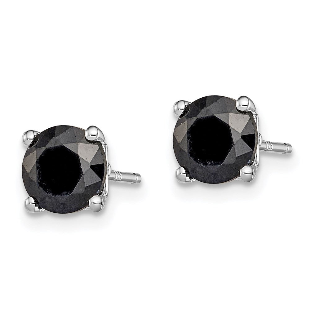 Sterlingsilber Rhodiniert 6mm Schwarz Saphir Ohrstecker