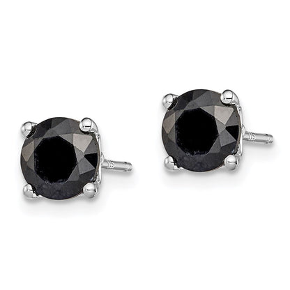 Sterlingsilber Rhodiniert 6mm Schwarz Saphir Ohrstecker