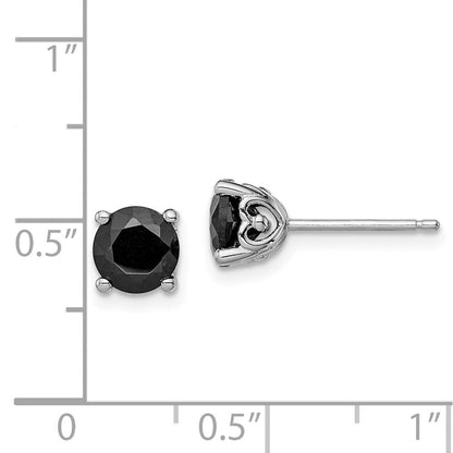 Sterlingsilber Rhodiniert 6mm Schwarz Saphir Ohrstecker