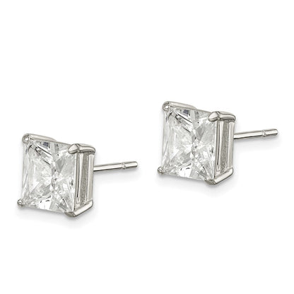 Sterlingsilber Poliert 7mm Princess Zirkonia Ohrstecker