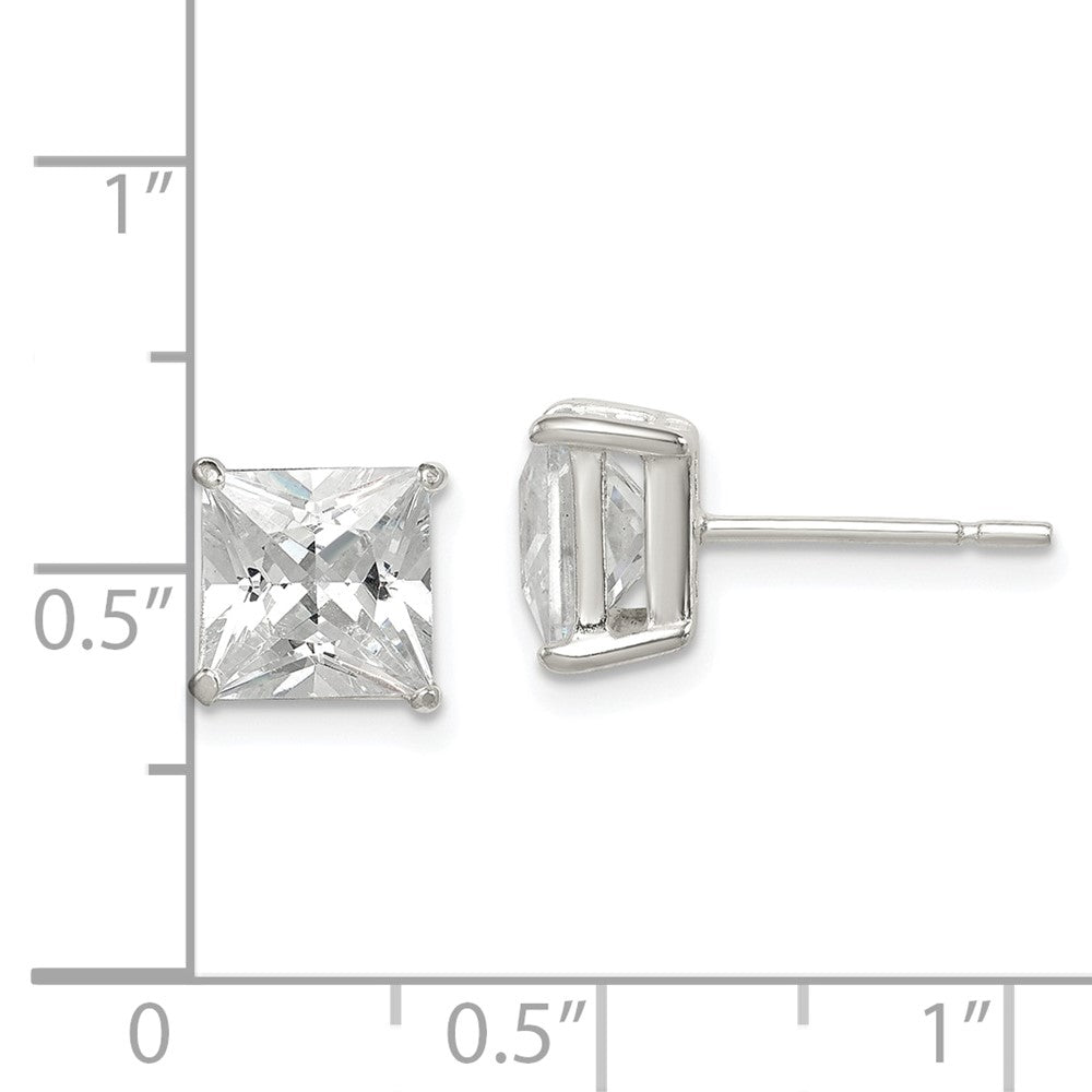 Sterlingsilber Poliert 7mm Princess Zirkonia Ohrstecker