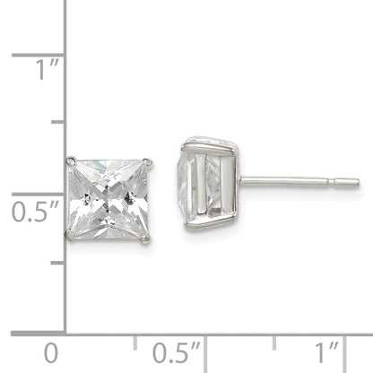 Sterlingsilber Poliert 7mm Princess Zirkonia Ohrstecker