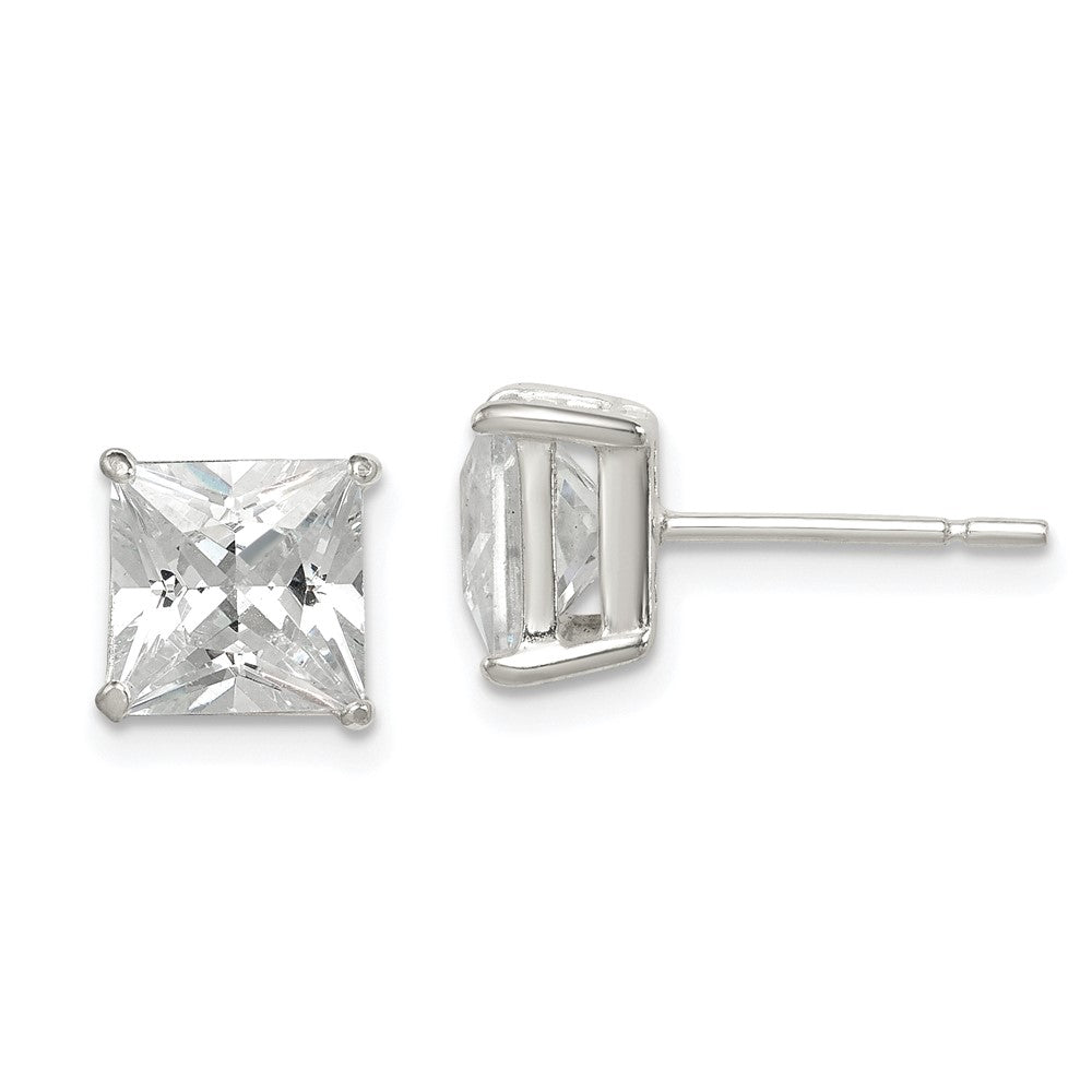Sterlingsilber Poliert 7mm Princess Zirkonia Ohrstecker