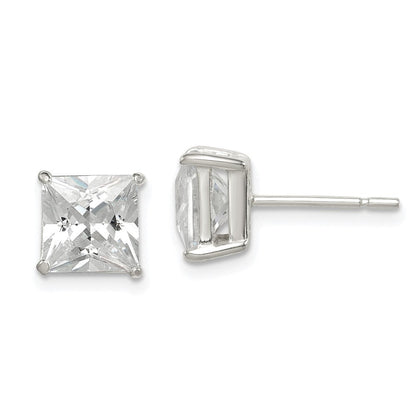 Sterlingsilber Poliert 7mm Princess Zirkonia Ohrstecker