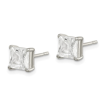 Sterlingsilber Poliert 6mm Princess Zirkonia Ohrstecker