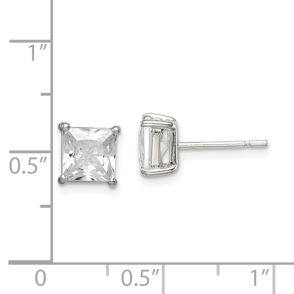 Sterlingsilber Poliert 6mm Princess Zirkonia Ohrstecker