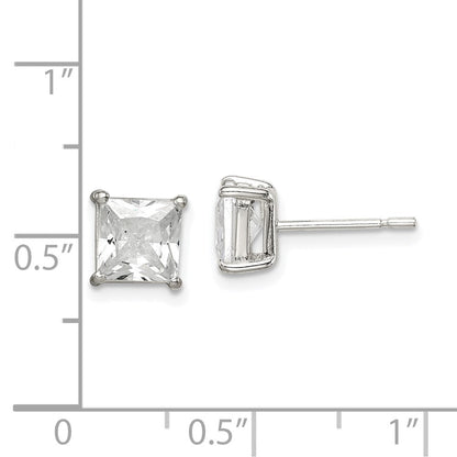 Sterlingsilber Poliert 6mm Princess Zirkonia Ohrstecker