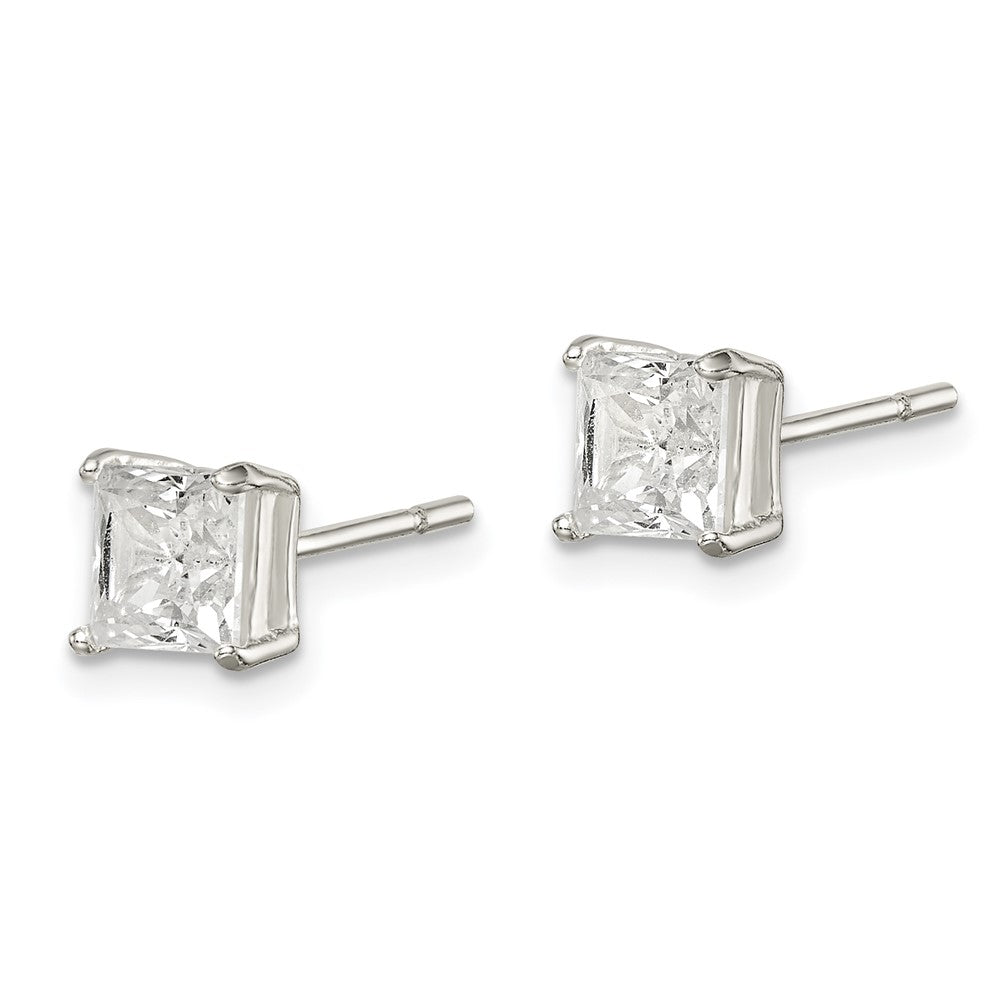 Sterlingsilber Poliert 5mm Princess Zirkonia Ohrstecker