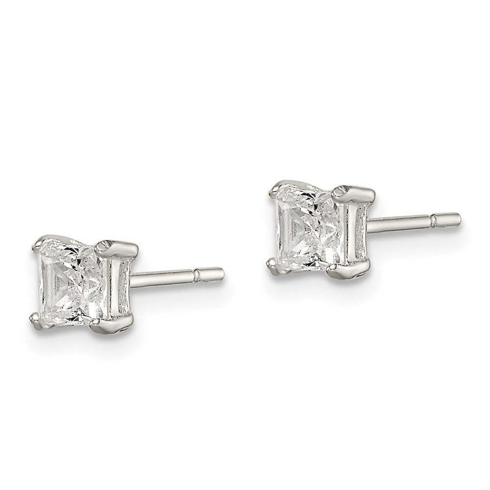 Sterlingsilber Poliert 4mm Princess Zirkonia Ohrstecker