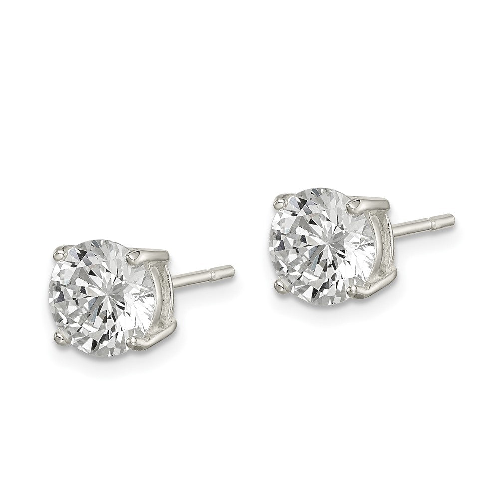 Sterlingsilber Poliert 7mm Rund Zirkonia Ohrstecker