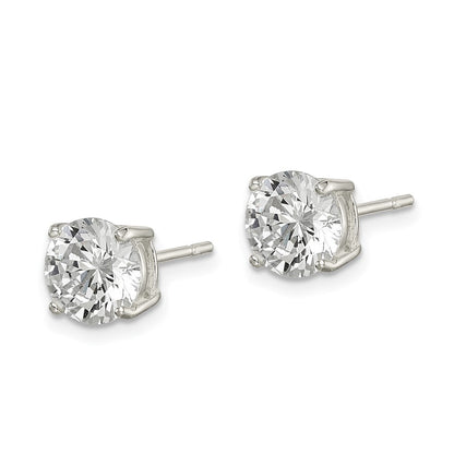 Sterlingsilber Poliert 7mm Rund Zirkonia Ohrstecker