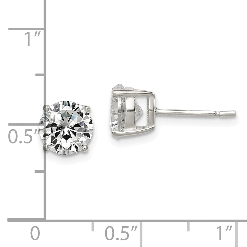 Sterlingsilber Poliert 7mm Rund Zirkonia Ohrstecker