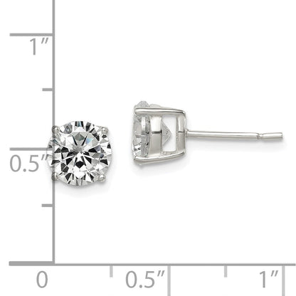 Sterlingsilber Poliert 7mm Rund Zirkonia Ohrstecker