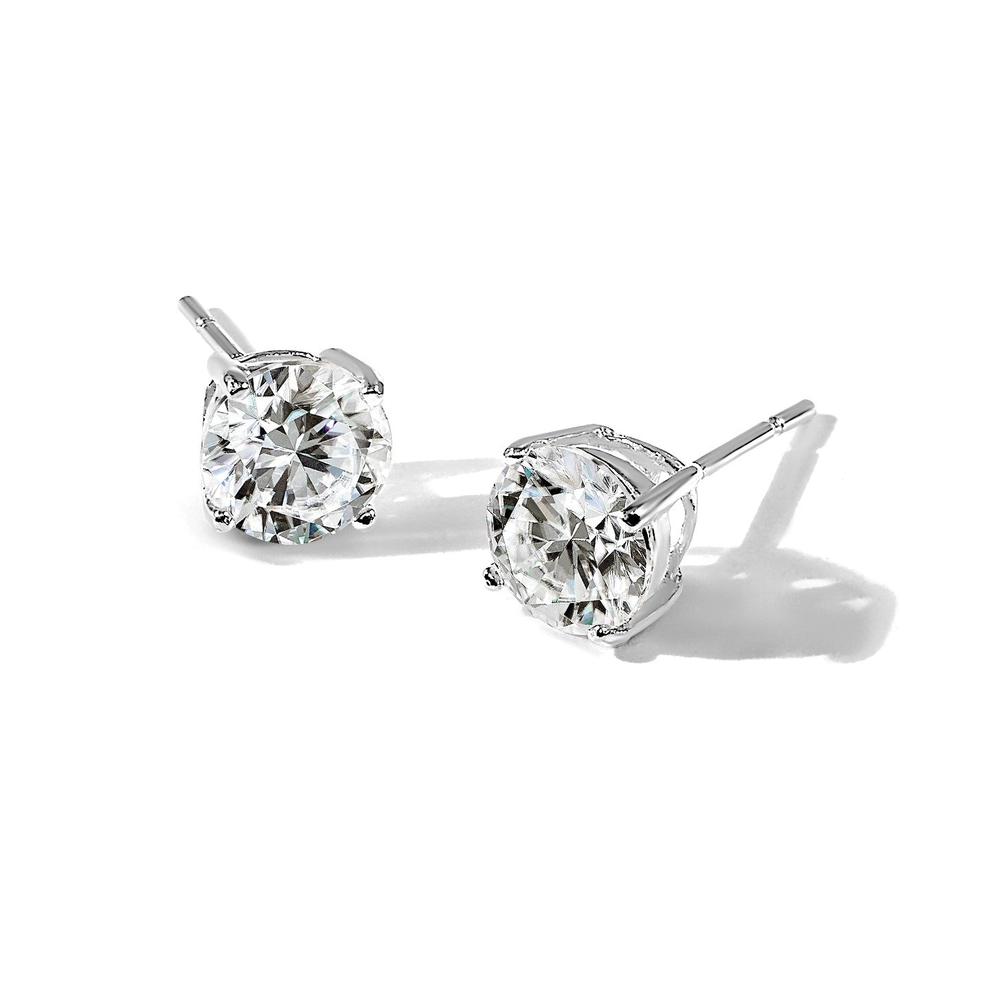 Sterlingsilber Poliert 7mm Rund Zirkonia Ohrstecker