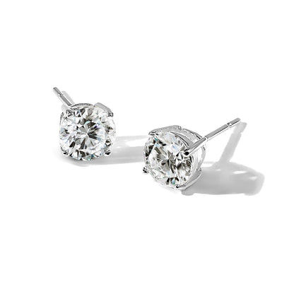 Sterlingsilber Poliert 7mm Rund Zirkonia Ohrstecker