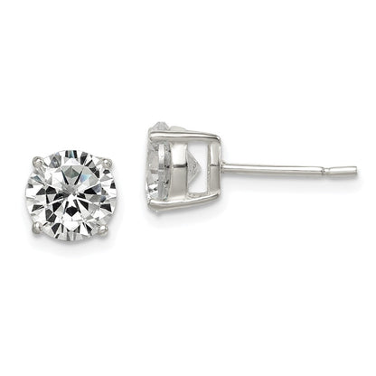 Sterlingsilber Poliert 7mm Rund Zirkonia Ohrstecker