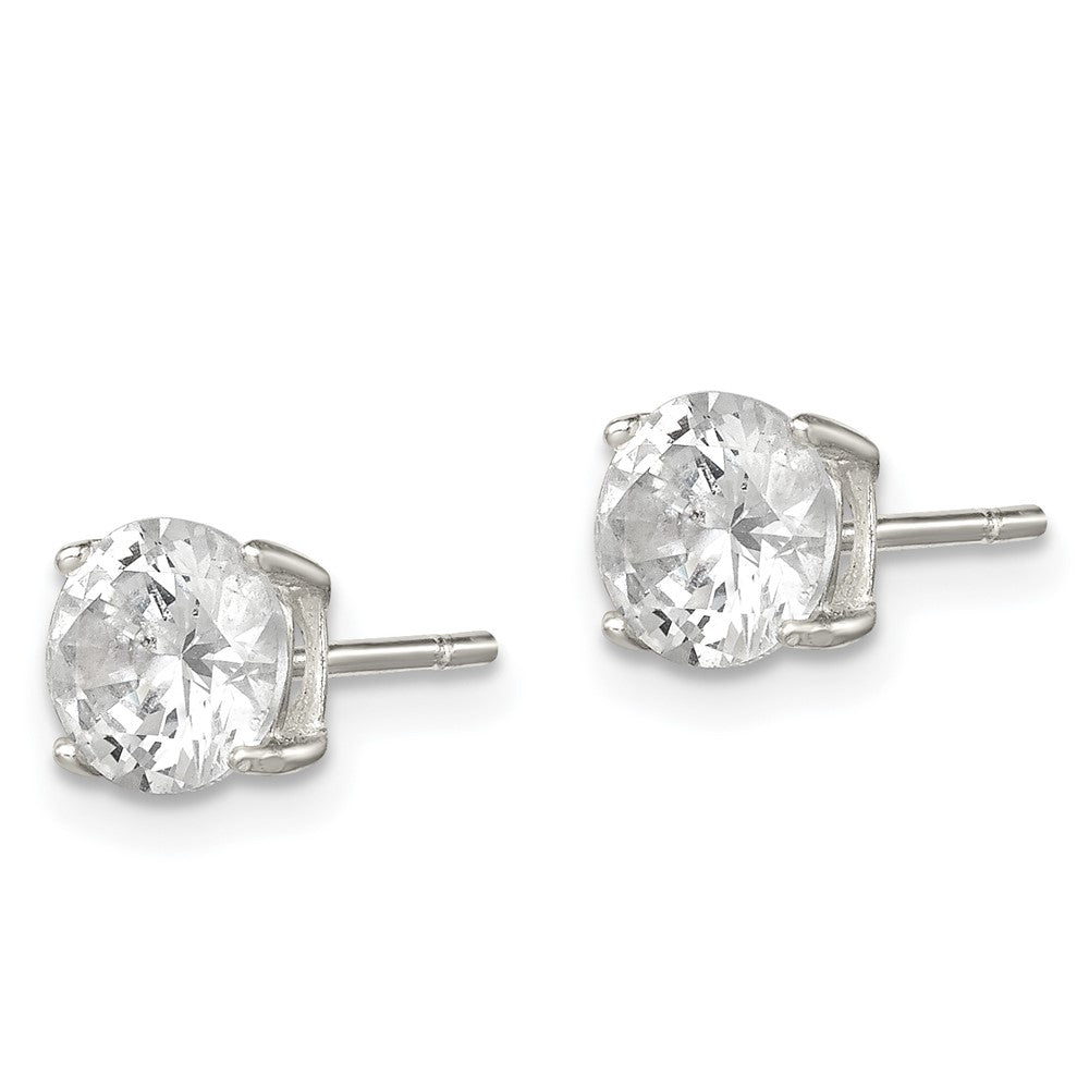 Sterlingsilber Poliert 6mm Rund Zirkonia Ohrstecker