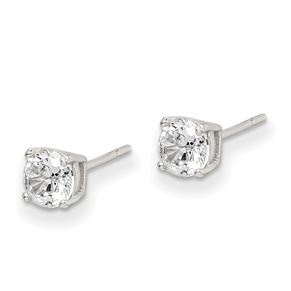 Sterlingsilber Poliert 5mm Rund Zirkonia Ohrstecker