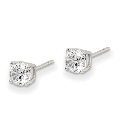 Sterlingsilber Poliert 5mm Rund Zirkonia Ohrstecker