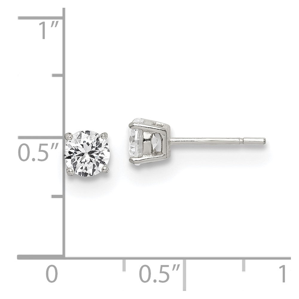 Sterlingsilber Poliert 5mm Rund Zirkonia Ohrstecker