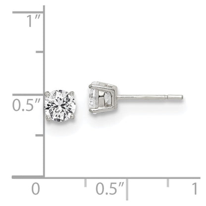 Sterlingsilber Poliert 5mm Rund Zirkonia Ohrstecker