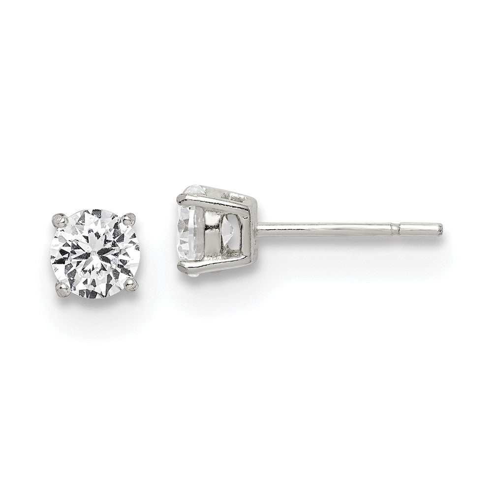 Sterlingsilber Poliert 5mm Rund Zirkonia Ohrstecker