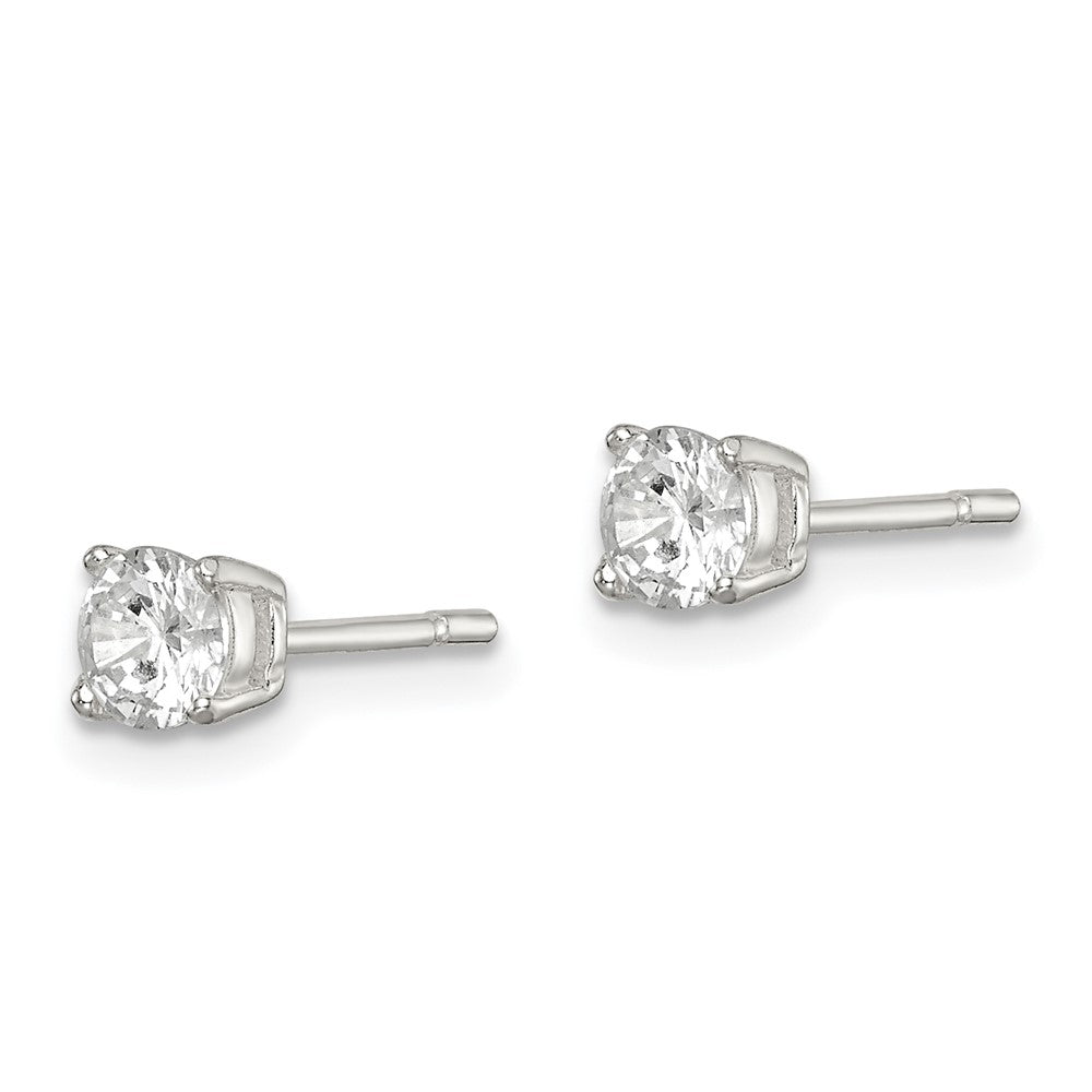Sterlingsilber Poliert 4mm Rund Zirkonia Ohrstecker