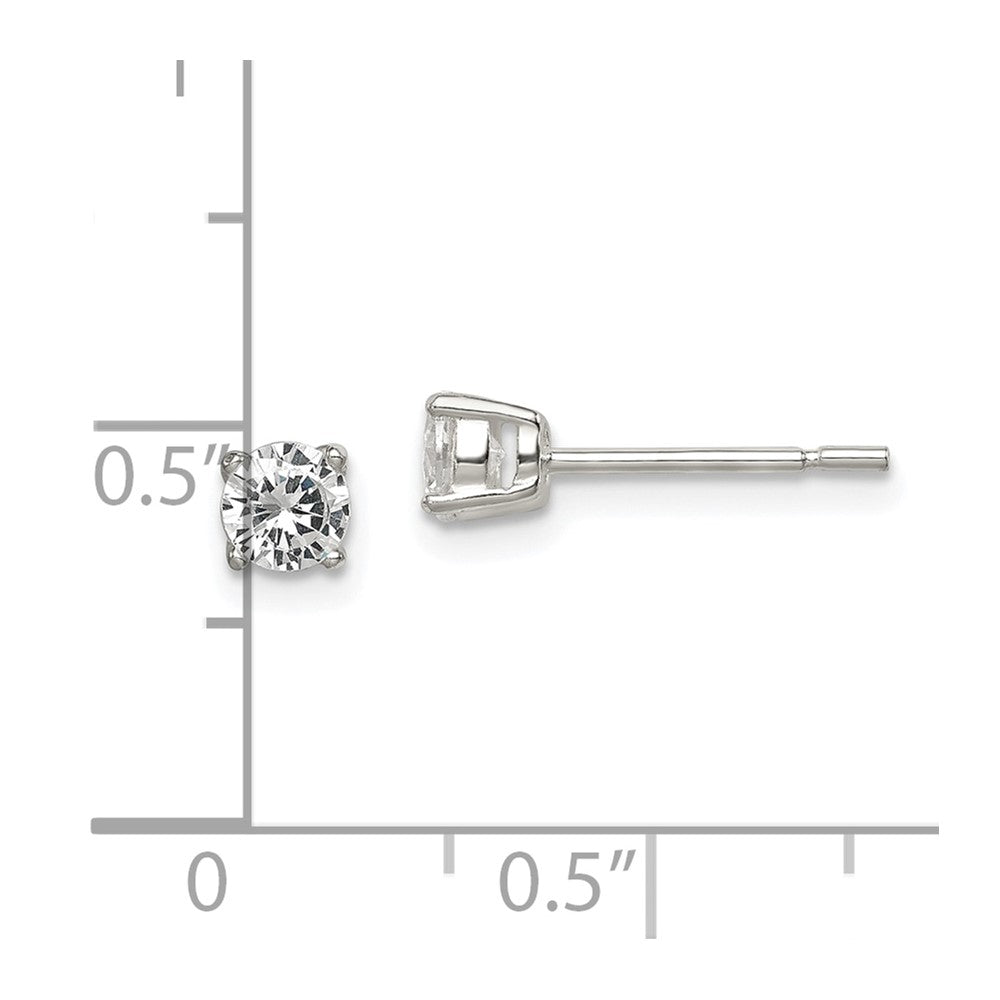 Sterlingsilber Poliert 4mm Rund Zirkonia Ohrstecker