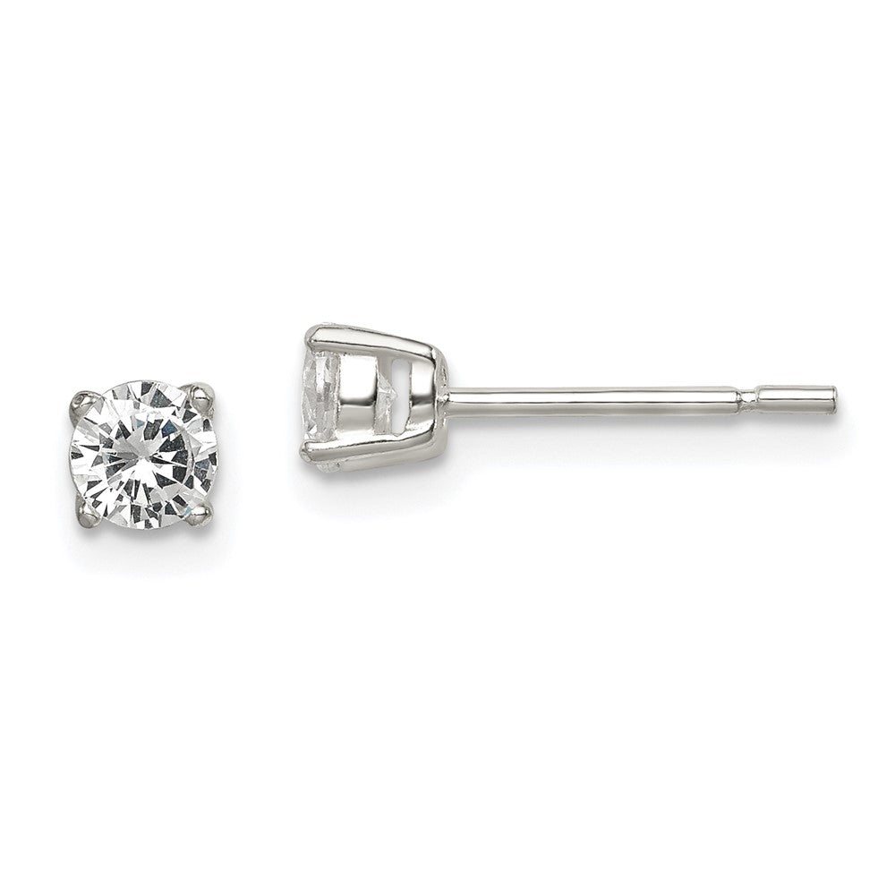 Sterlingsilber Poliert 4mm Rund Zirkonia Ohrstecker