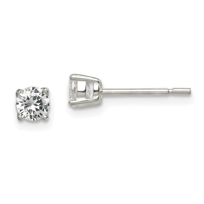 Sterlingsilber Poliert 4mm Rund Zirkonia Ohrstecker