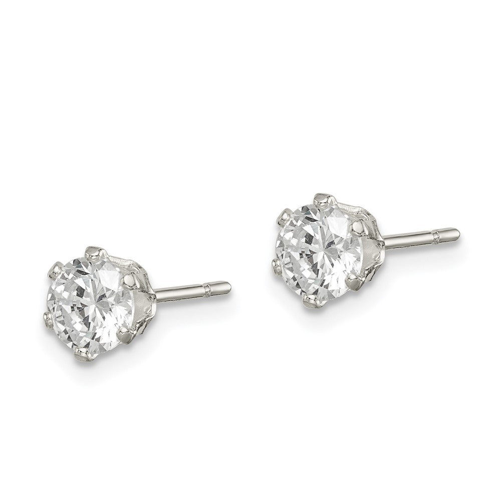 Sterlingsilber Poliert 5mm Rund Zirkonia Ohrstecker