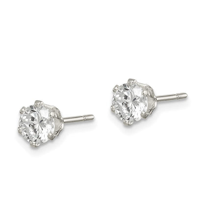 Sterlingsilber Poliert 5mm Rund Zirkonia Ohrstecker