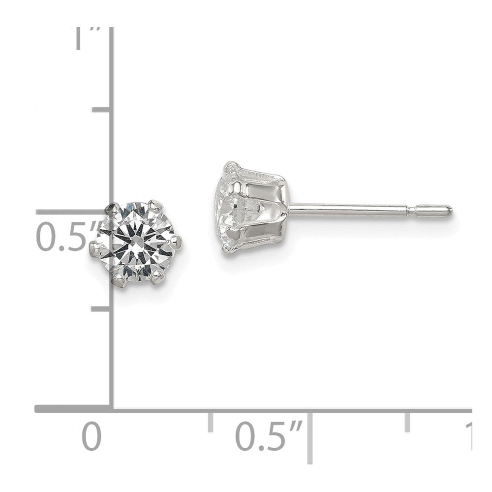 Sterlingsilber Poliert 5mm Rund Zirkonia Ohrstecker