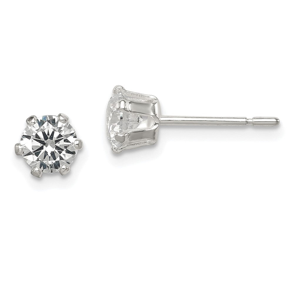 Sterlingsilber Poliert 5mm Rund Zirkonia Ohrstecker