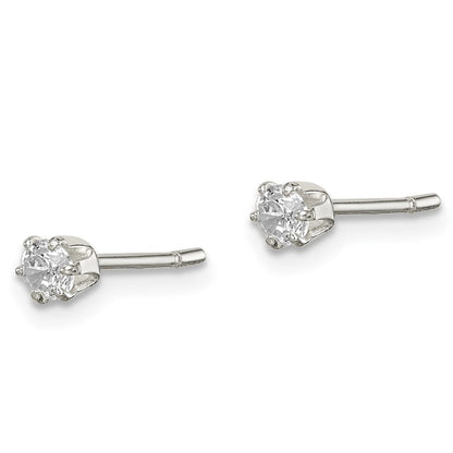 Sterlingsilber Poliert 3mm Rund Zirkonia Ohrstecker