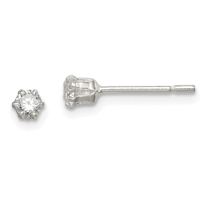 Sterlingsilber Poliert 3mm Rund Zirkonia Ohrstecker