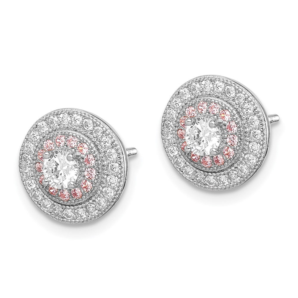 Sterlingsilber Rhodium & Rose Vergoldet Pavé Zirkonia Kreis Ohrstecker