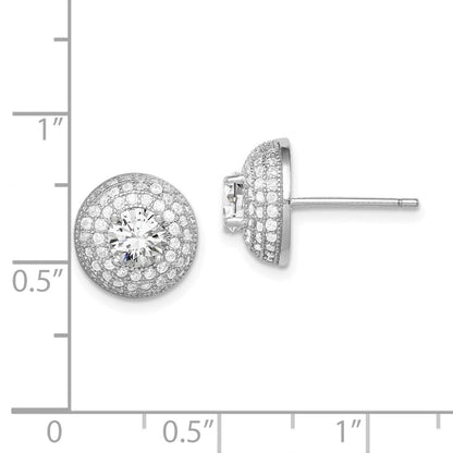 Sterlingsilber Rhodiniert Poliert Zirkonia Rund Ohrstecker