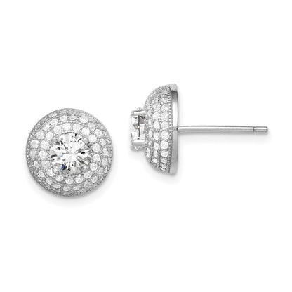Sterlingsilber Rhodiniert Poliert Zirkonia Rund Ohrstecker
