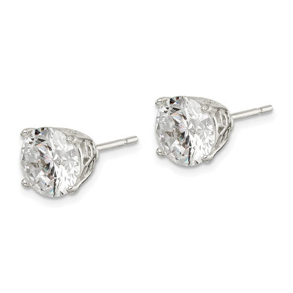 Sterlingsilber Poliert 8mm Rund Zirkonia Ohrstecker