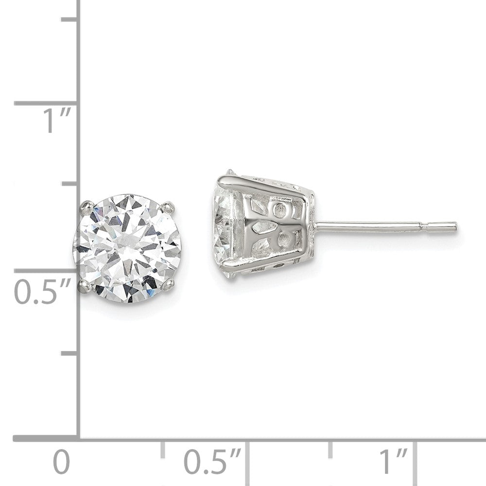 Sterlingsilber Poliert 8mm Rund Zirkonia Ohrstecker