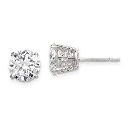 Sterlingsilber Poliert 8mm Rund Zirkonia Ohrstecker