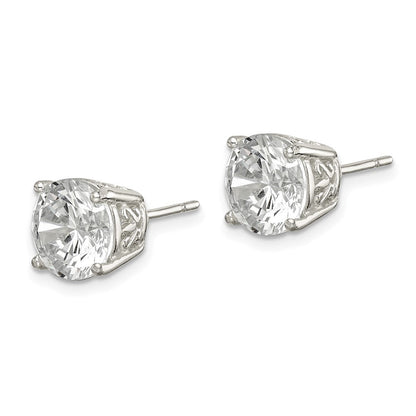 Sterlingsilber Poliert 8mm Rund Zirkonia Wirbel Korb Set Ohrstecker