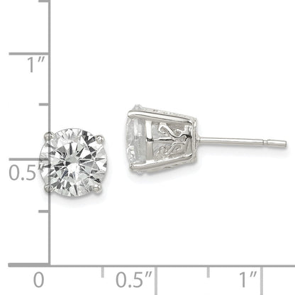 Sterlingsilber Poliert 8mm Rund Zirkonia Wirbel Korb Set Ohrstecker