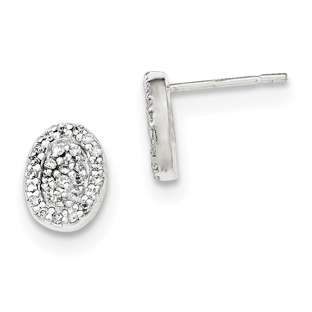 Sterlingsilber Poliert Oval Zirkonia Ohrstecker