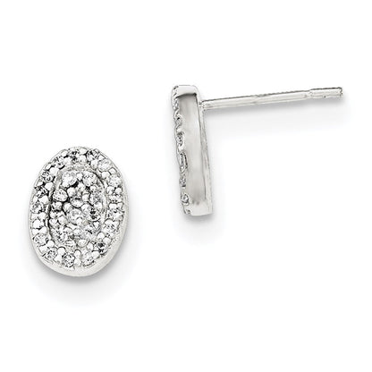 Sterlingsilber Poliert Oval Zirkonia Ohrstecker