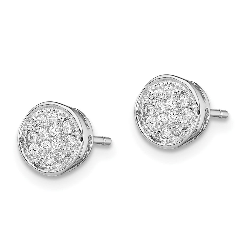 Sterlingsilber Rhodiniert Poliert Zirkonia 7mm Kreis Ohrstecker