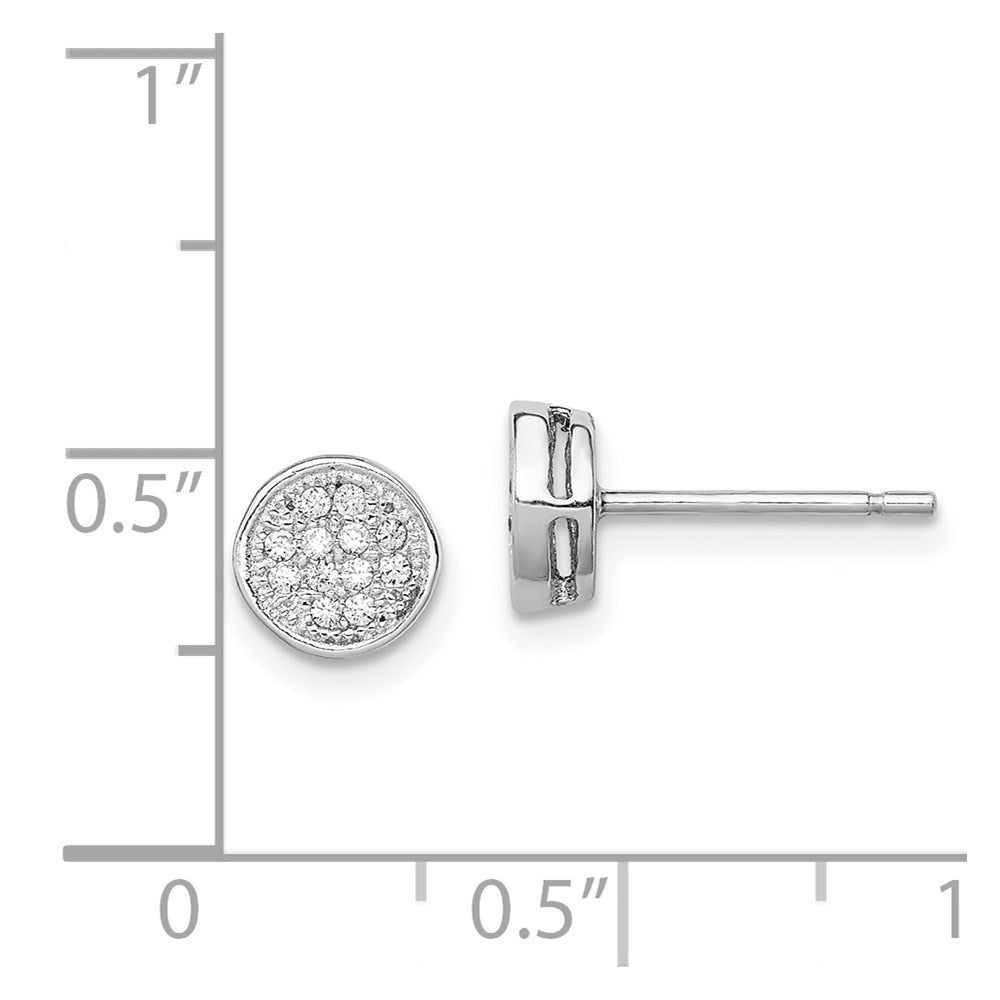 Sterlingsilber Rhodiniert Poliert Zirkonia 7mm Kreis Ohrstecker