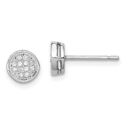 Sterlingsilber Rhodiniert Poliert Zirkonia 7mm Kreis Ohrstecker