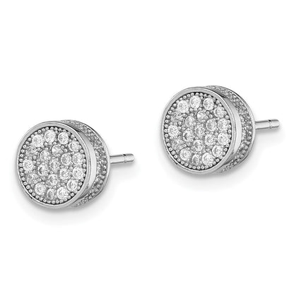 Sterlingsilber Rhodiniert Poliert Pavé Zirkonia 8mm Kreis Ohrstecker